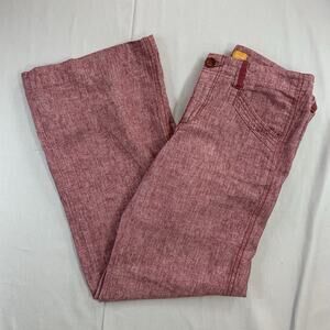 Pilcro and the letterpress Anthropologie Wide Leg Pants Red Linen /Cotton Sz 4